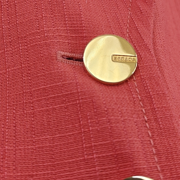 ESCADA Button Up Suit Blazer Jacket In Coral, Gold Buttons, Logo Size 38 Medium - Picture 7 of 16